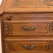 Carved oak secretary