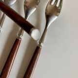 Set de 5 fourchettes à gateau Dansk Design en teck 1980
