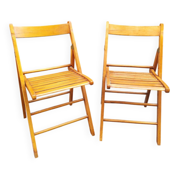Lot de 2 chaises pliantes en bois vintage