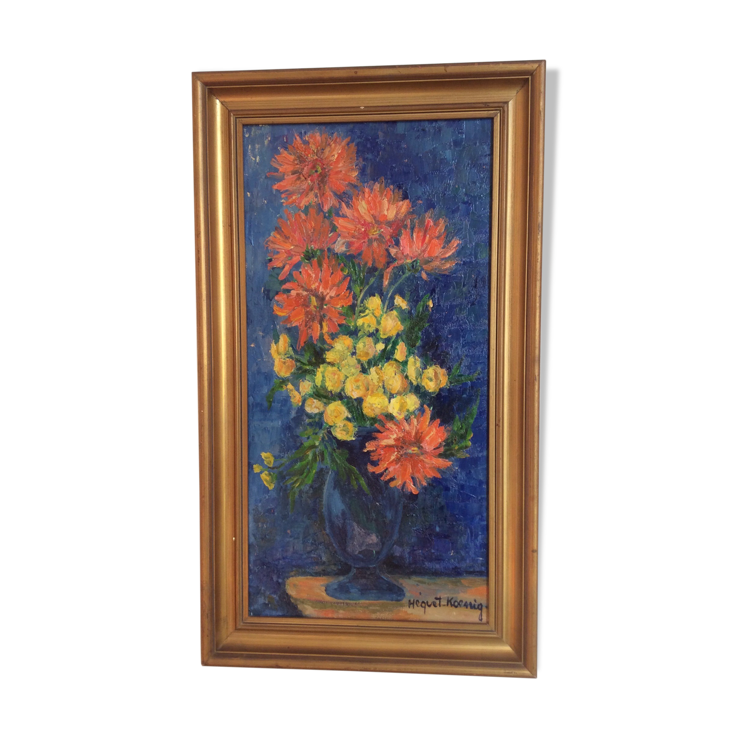 Tableau fleurs huile sur toile, XXème siècle.