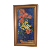 Tableau fleurs huile sur toile, XXème siècle.