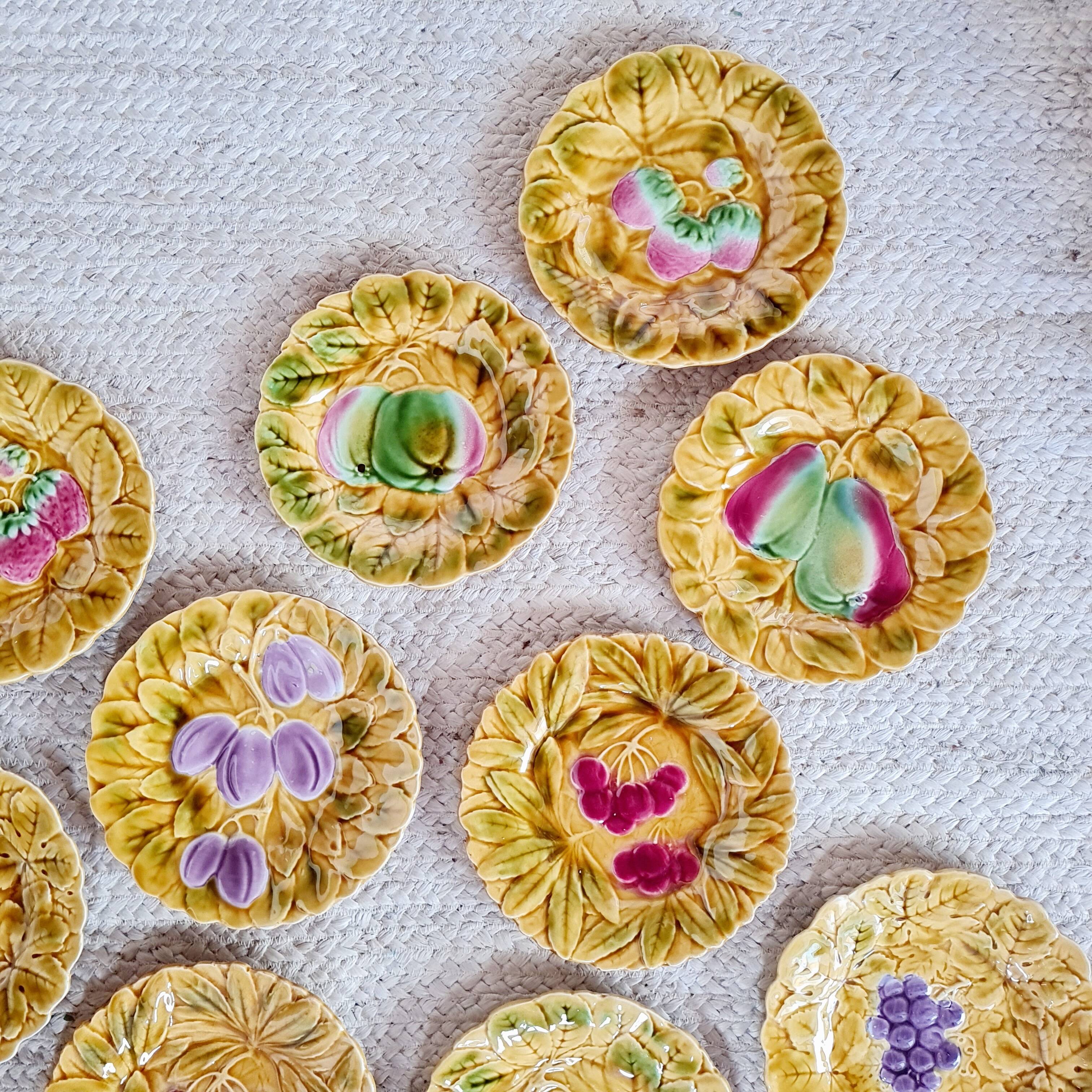 Set of 10 earthenware dessert plates