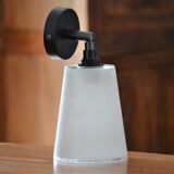 Applique articulée en verre givré blanc et support noir