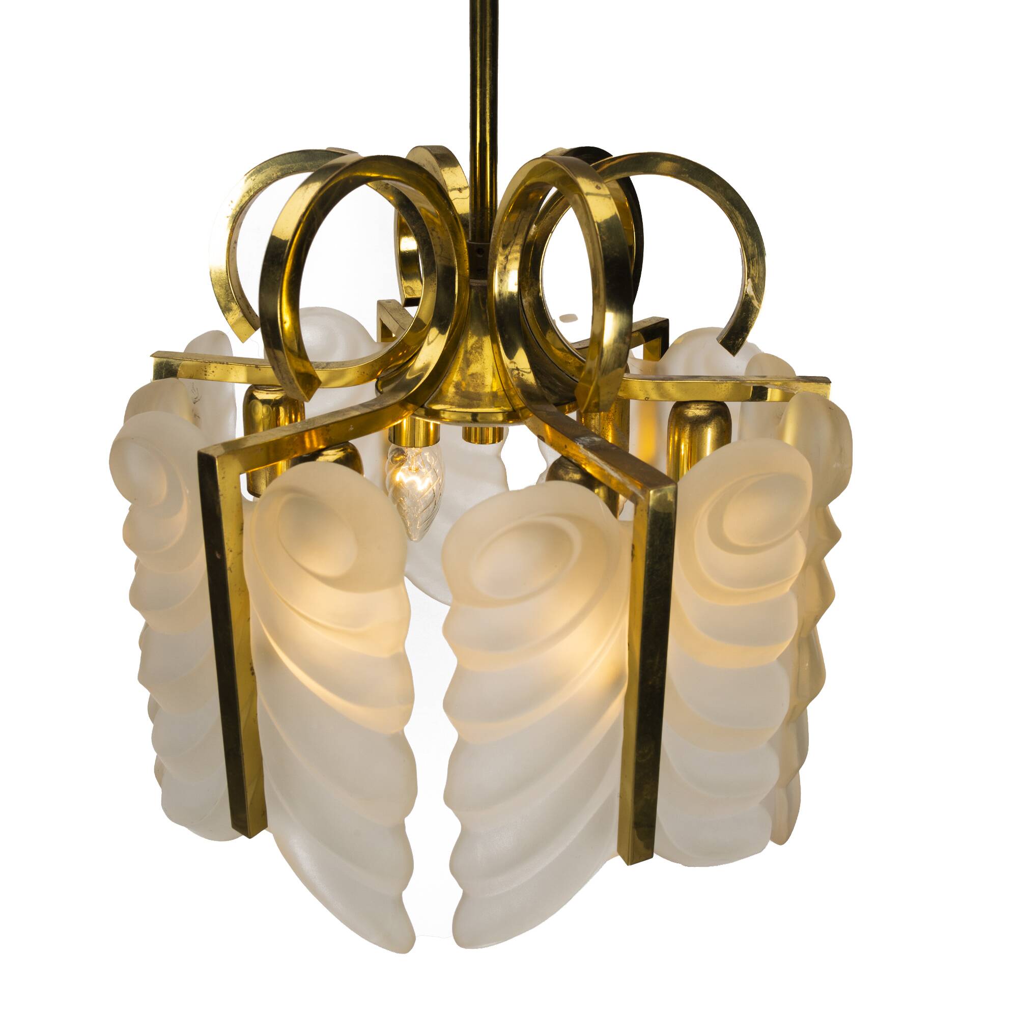 Brass and Glass Pendant Lamp by Carl Fagerlund for Orrefors