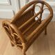 Vintage bamboo rattan magazine holder 70s