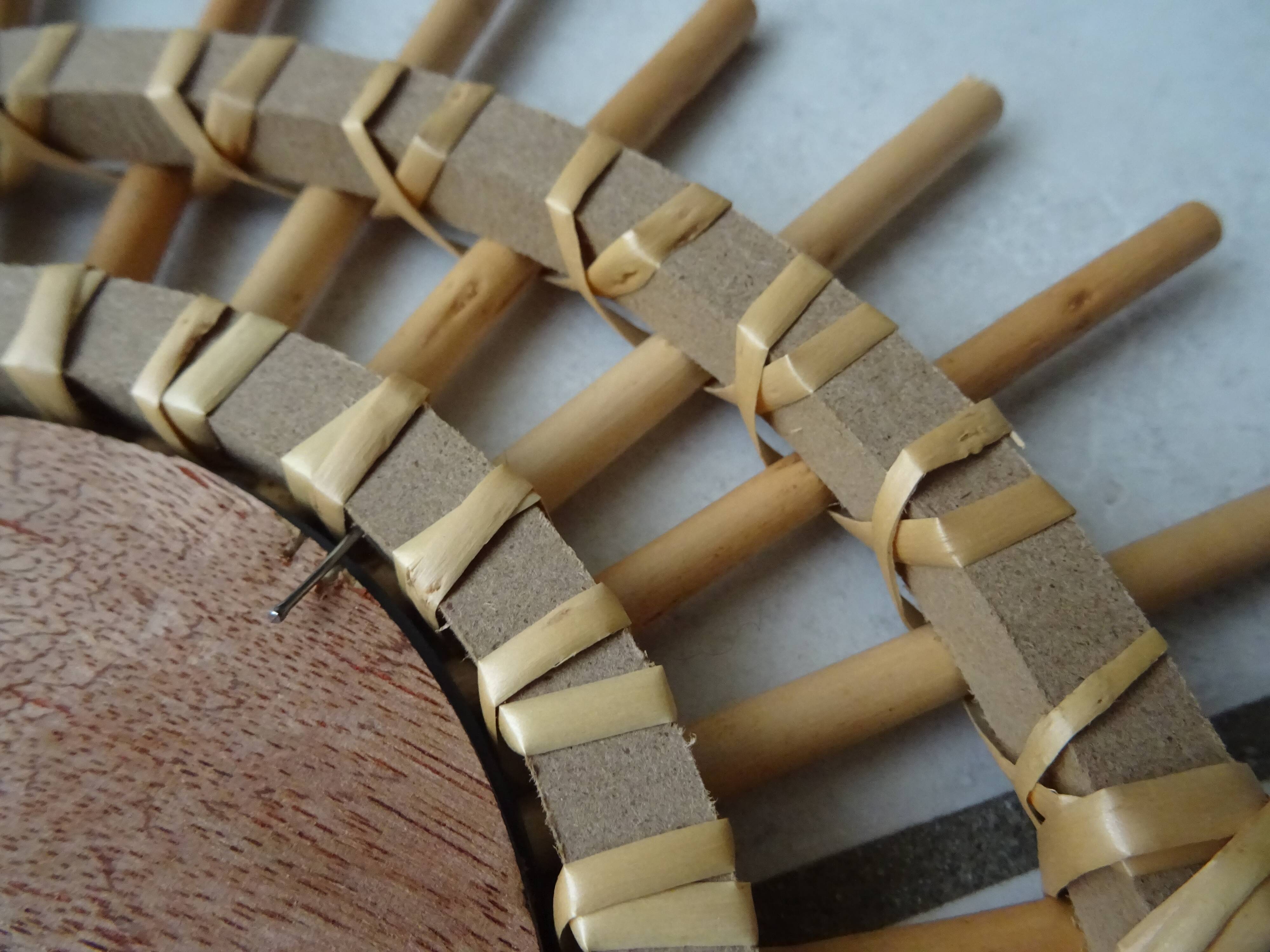 Vintage sun rattan mirror