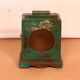 Old art deco wall display case in original green teak