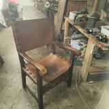 Pair of leather armchairs 19th century