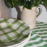 Soup plate - Green tea towel pattern - Moulin des Loups
