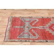 1970s Turkish Oushak Handmade Wool Cotton Red Runner Rug 83x272