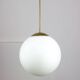 Large mid-century italian opaline & brass sphere pendant lamp
