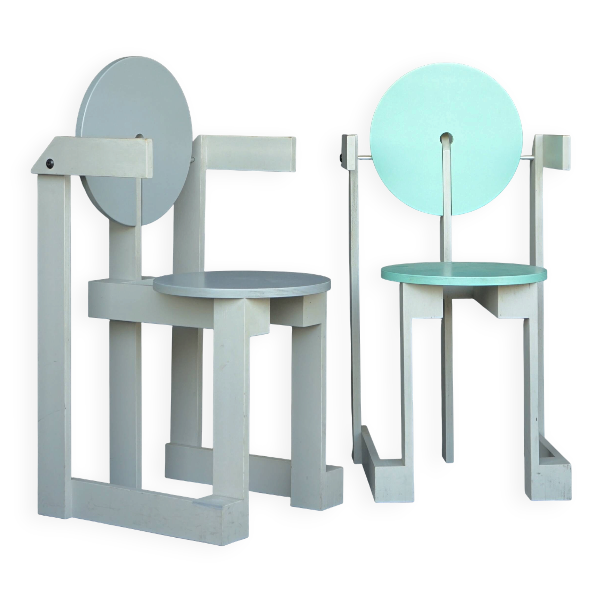 Rare pair of 'Plakhout' Side Chairs by Henk Lampe. 1979