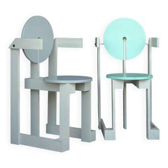 Rare pair of 'Plakhout' Side Chairs by Henk Lampe. 1979