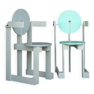 Rare pair of 'Plakhout' Side Chairs by Henk Lampe. 1979