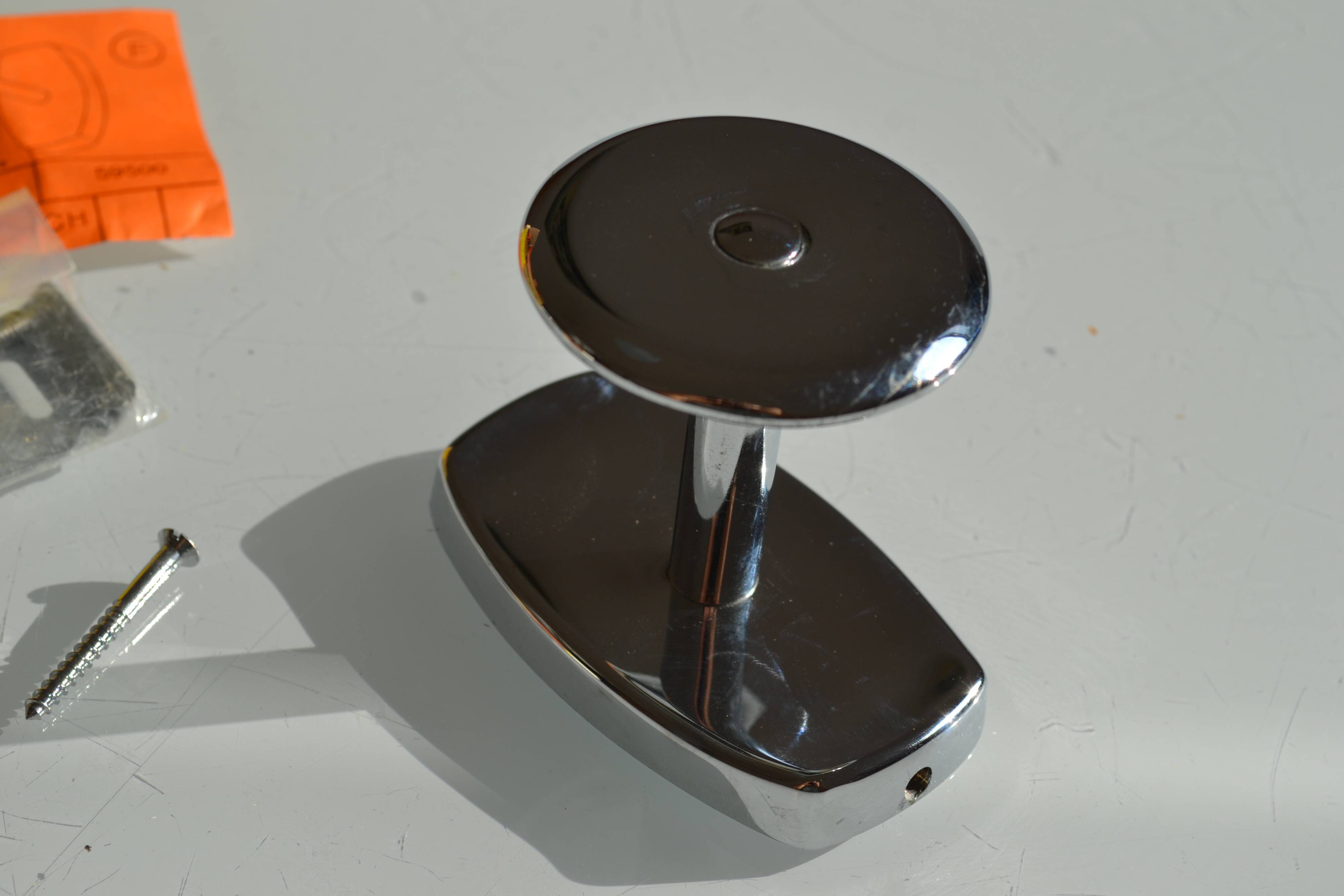 Vintage 80's chrome metal wall coat rack with 1 hook