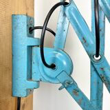 Blue Industrial Scissor Wall Lamp from Elektroinstala, 1960s