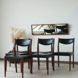 Series of 6 chairs in skai and teak