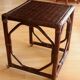 Small side table on rolls made of rattan, bamboo and wood, handmade Vintage