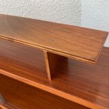 glass wall bookcase in vintage teak 1950