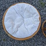 Pair of rattan poufs
