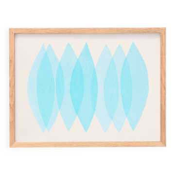 Abstract painting 30x40cm illustration glacier blue signed eawy