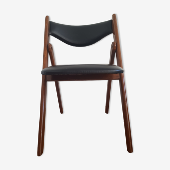 Folding chair wood and black skai