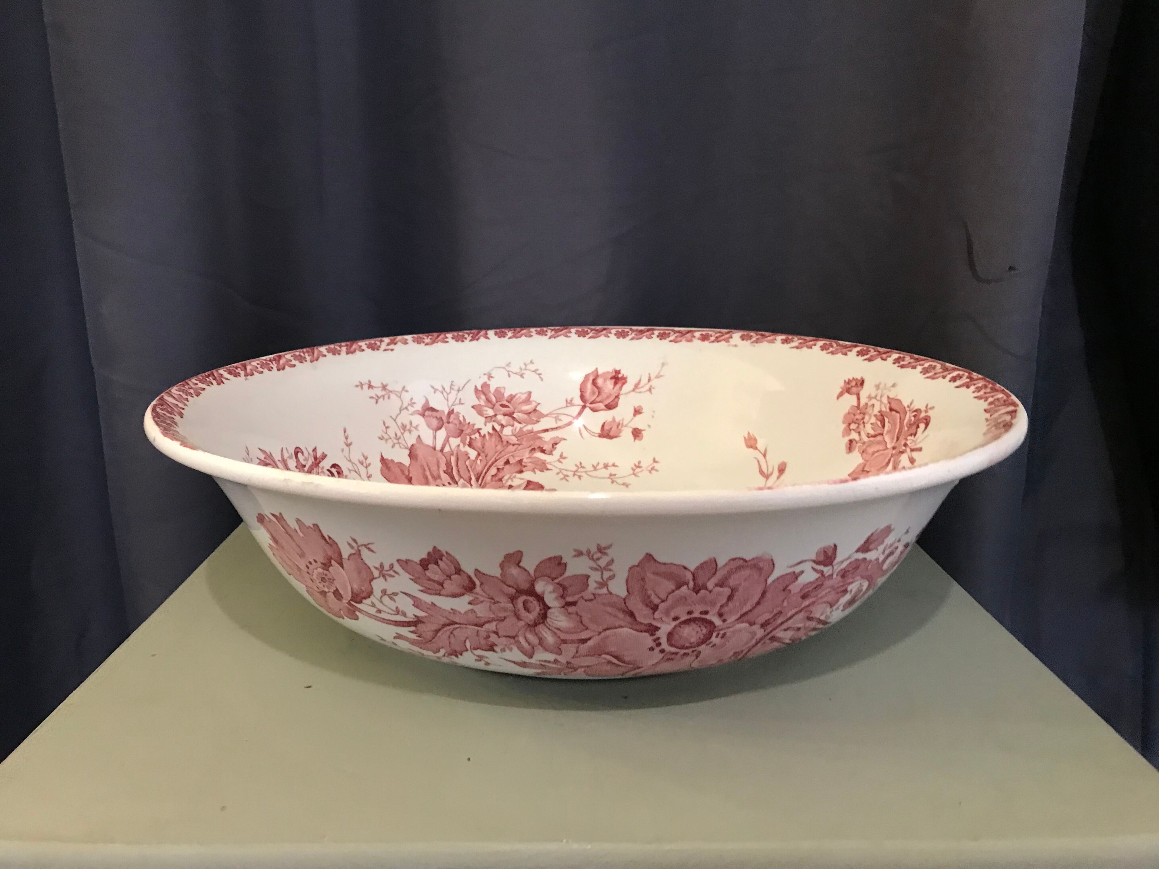 Toilet bowl old décor faience anemones