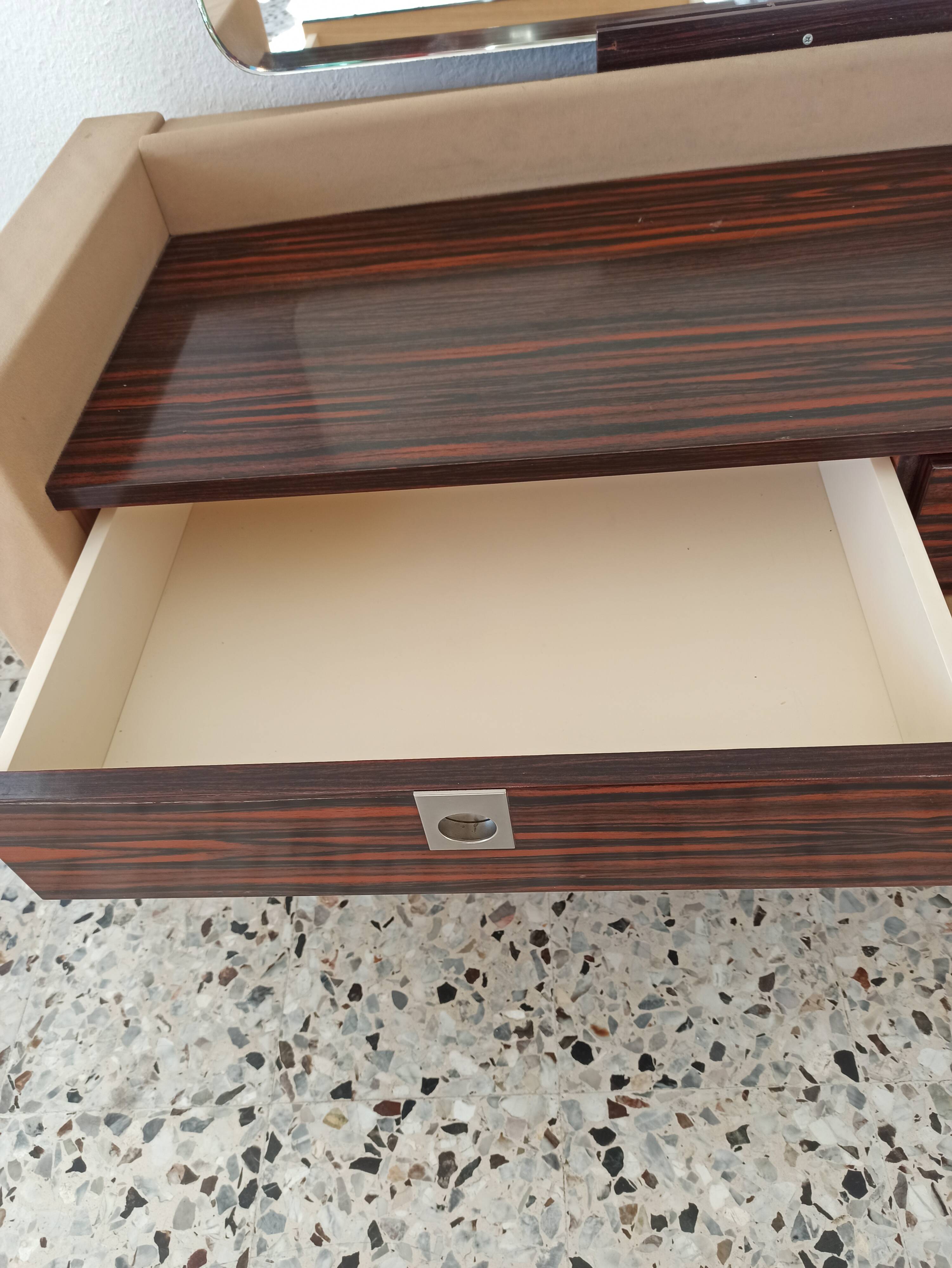 Ebony veneer dressing table with mirror, 1970s