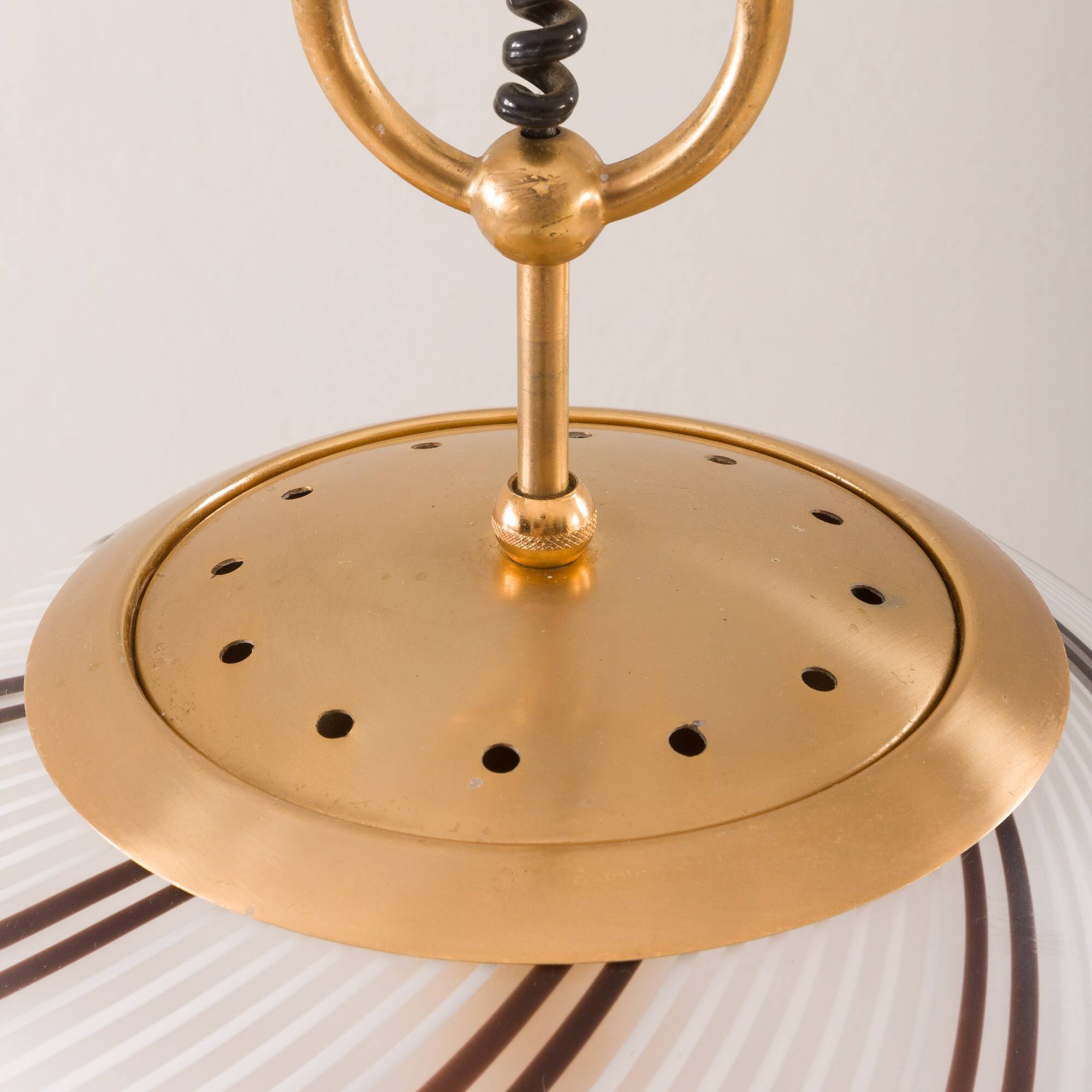 Murano glass striped globe lamp attr. to Venini, Italy 1970s