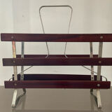 Vintage magazine rack in wood and aluminum