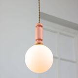 Mid-Century Italian Brass & Opaline Glass Pendant Lamps, Set of 2
