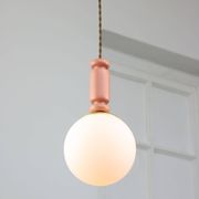 Mid-Century Italian Brass & Opaline Glass Pendant Lamps, Set of 2