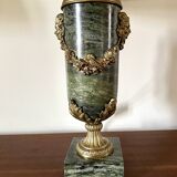 Paire de cassolettes marbre vert et bronze doré