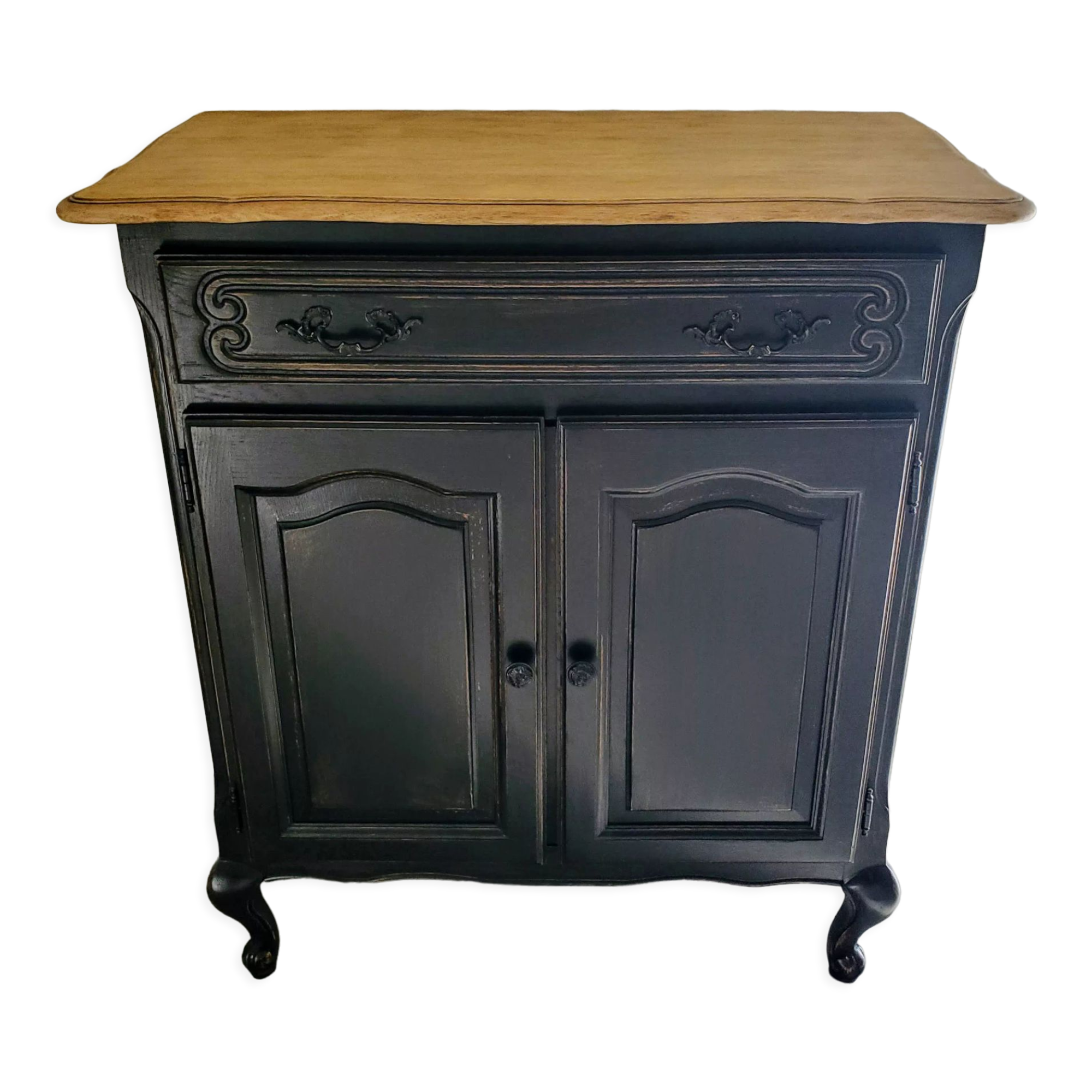Old buffet of charm black patina and wood
