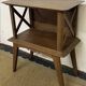 Bedside table with crossbars, vintage compass legs