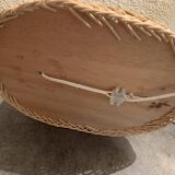 Wicker lamp with 2 lights on wicker tray. 60s.
