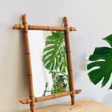 Wall mirror in faux bamboo wood 60x48cm