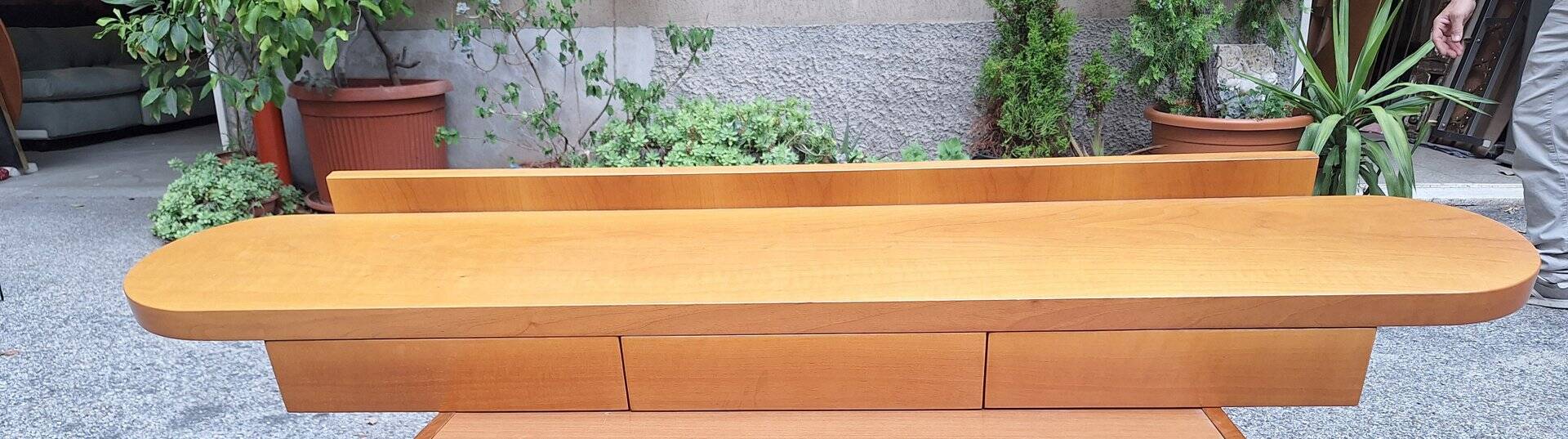 Wall-Mounted Console Shelf in National Walnut with Drawers Under the Top, 1980s