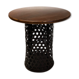 Bamboo and oak modernist brutalist side table, Dutch 1960s-1970s