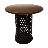 Bamboo and oak modernist brutalist side table, Dutch 1960s-1970s