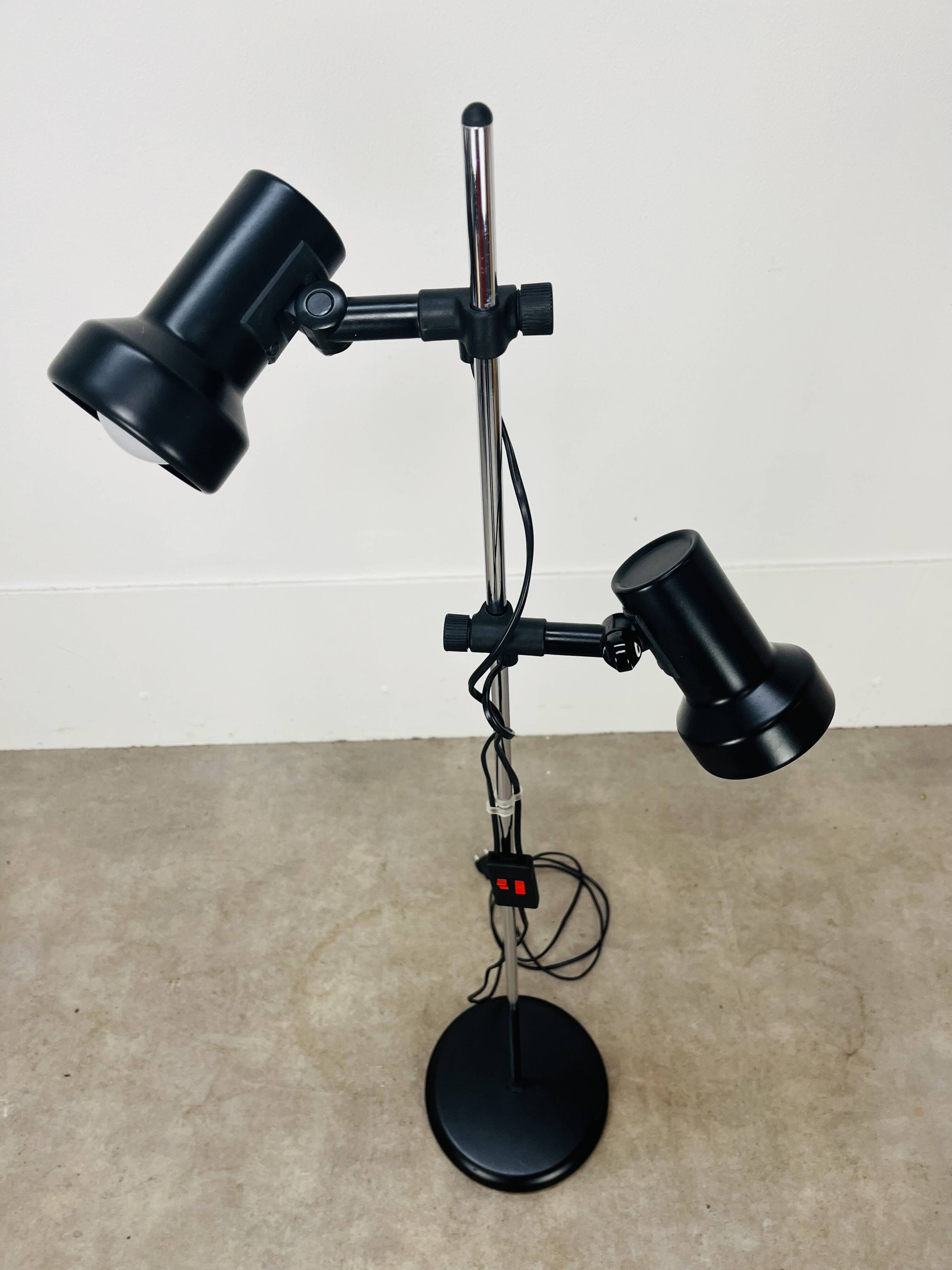 Miwi floor lamp with 2 vintage adjustable spots, black metal