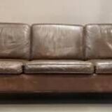 Scandinavian design 3-seater leather sofa 1950