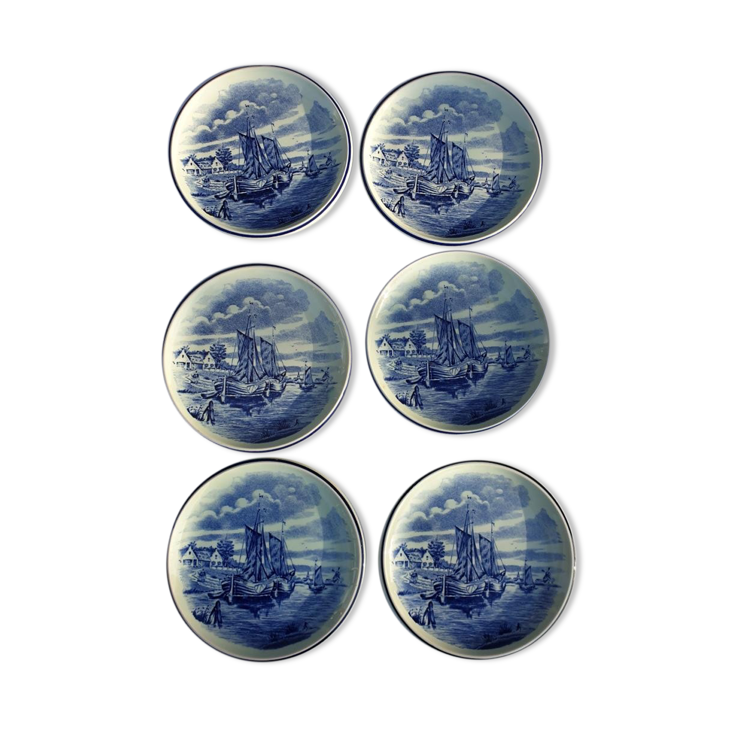 Set 6 plates Delfts for Royal Sphinx Holland by Boch Belgium