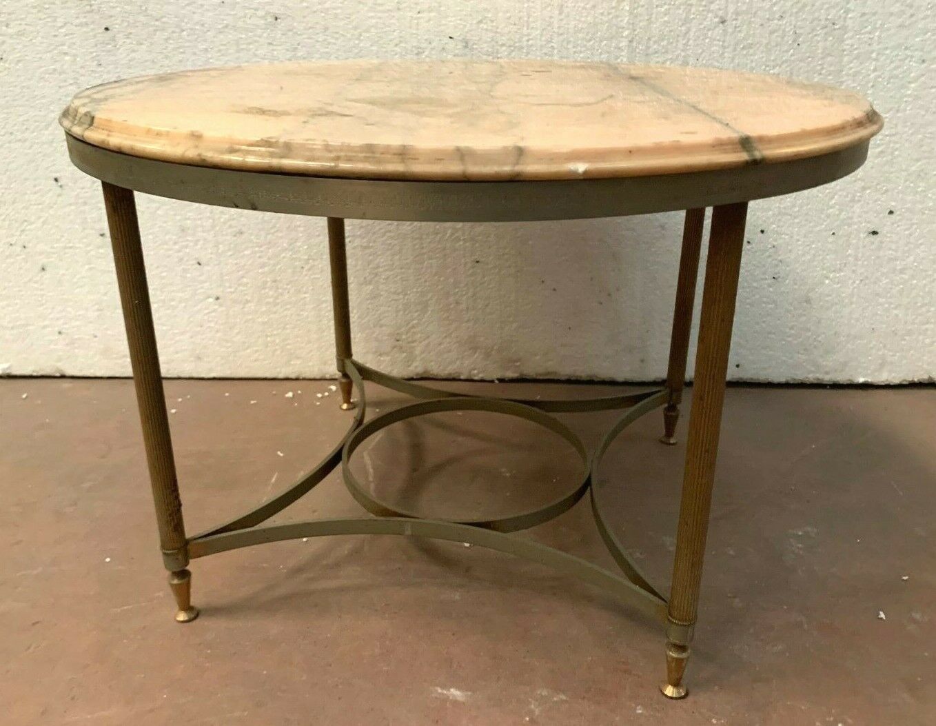 Louis XVI style pedestal table in brass and marble XX century