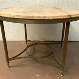 Louis XVI style pedestal table in brass and marble XX century
