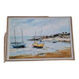 Oil painting on canvas Breton seaside landscape
