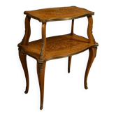 Table à thé a deux plateaux en marqueterie
