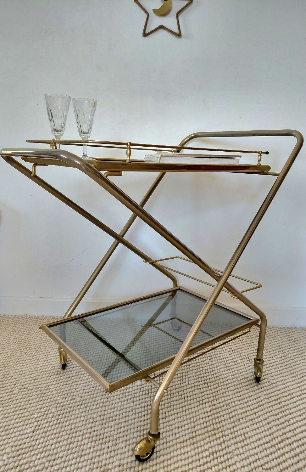 Desserte de bar pliante "Hollywood Regency"-Design Italien