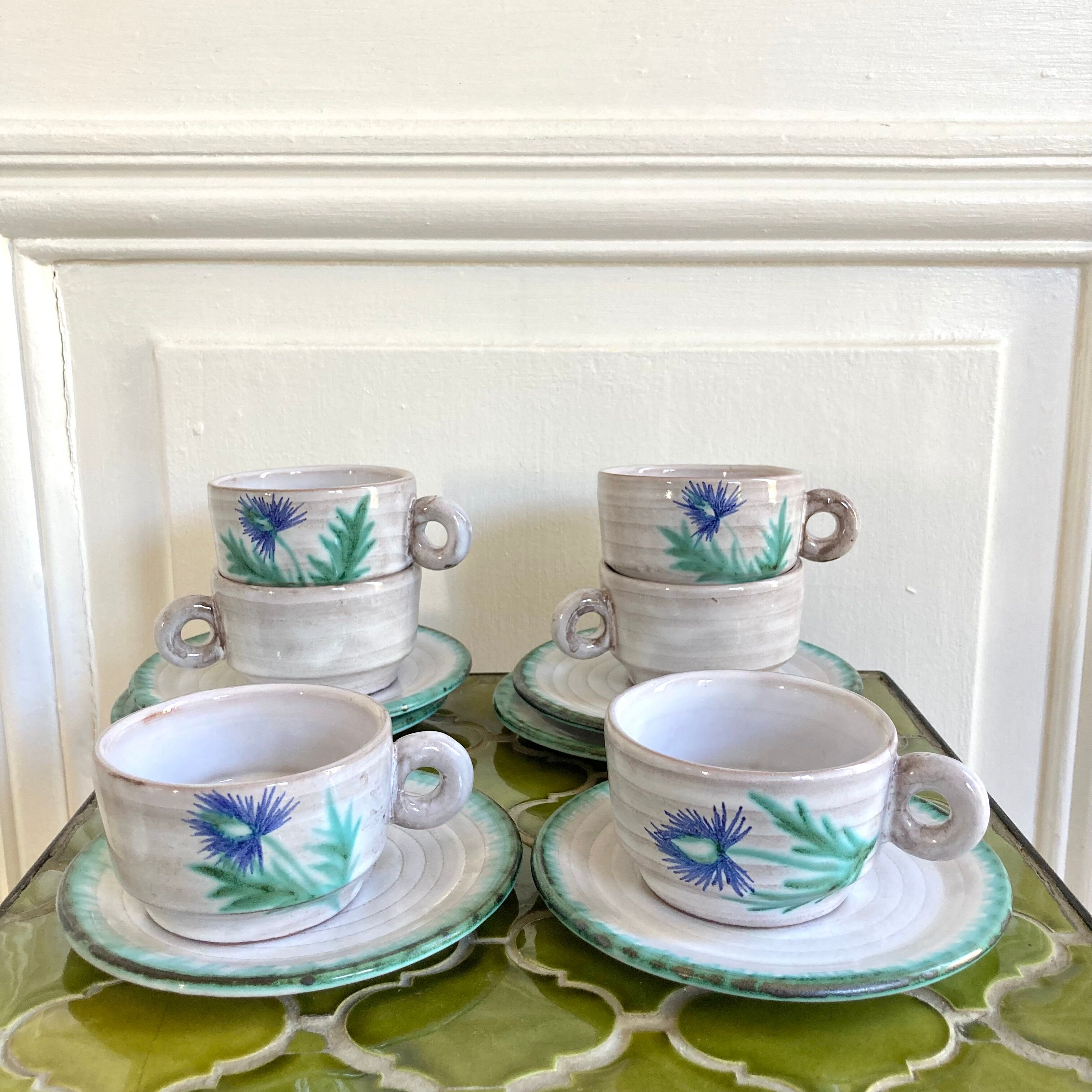 Ceramic mugs 70 hand-painted thistles