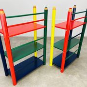 Pair of pencil-style shelves by Pierre Sala for children.